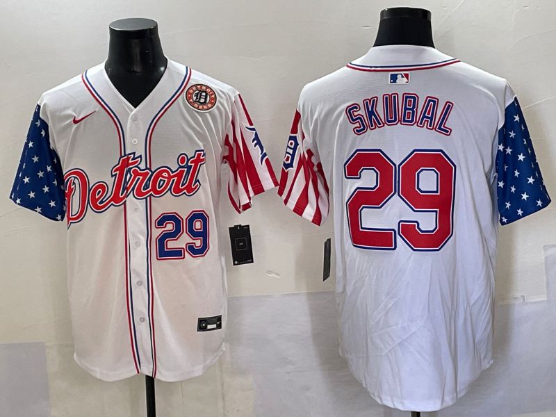 Men Detroit Tigers #29 Skubal White a generation of national flags Jointly Name 2025 Nike MLB Jersey style 3